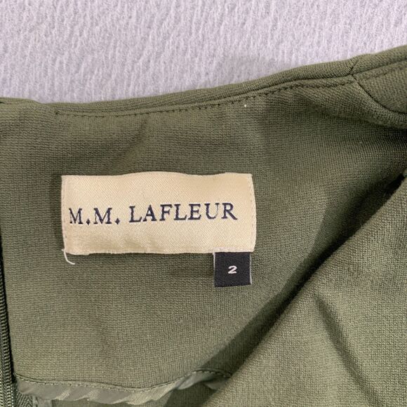 MM Lafleur Women 2 Rachel Dress Ponte Green Sleeveless Stretch Sheath Office - Picture 9 of 16